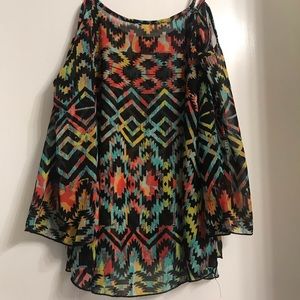 Aztec top with cold shoulder detail